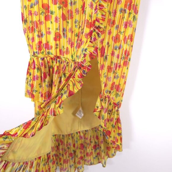 SALONI SILK Blend‎ Rosalind Floral V-neck Ruffled Chiffon Midi Dress Size 2 - Picture 12 of 16